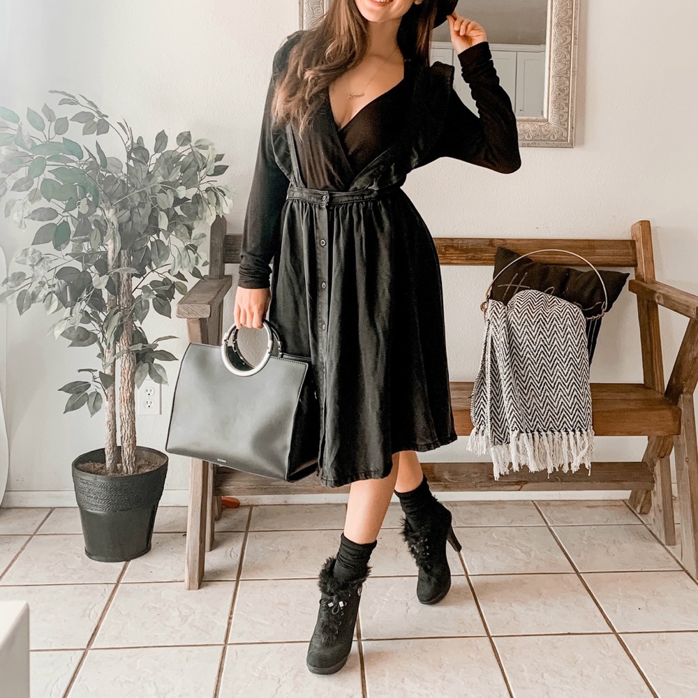 Zara denim overall dress